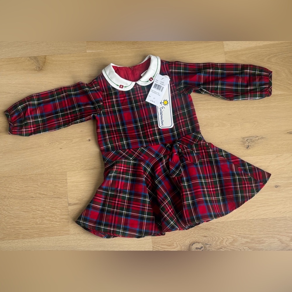 Florence Eiseman Red Plaid Dress with Embroidered White Collar